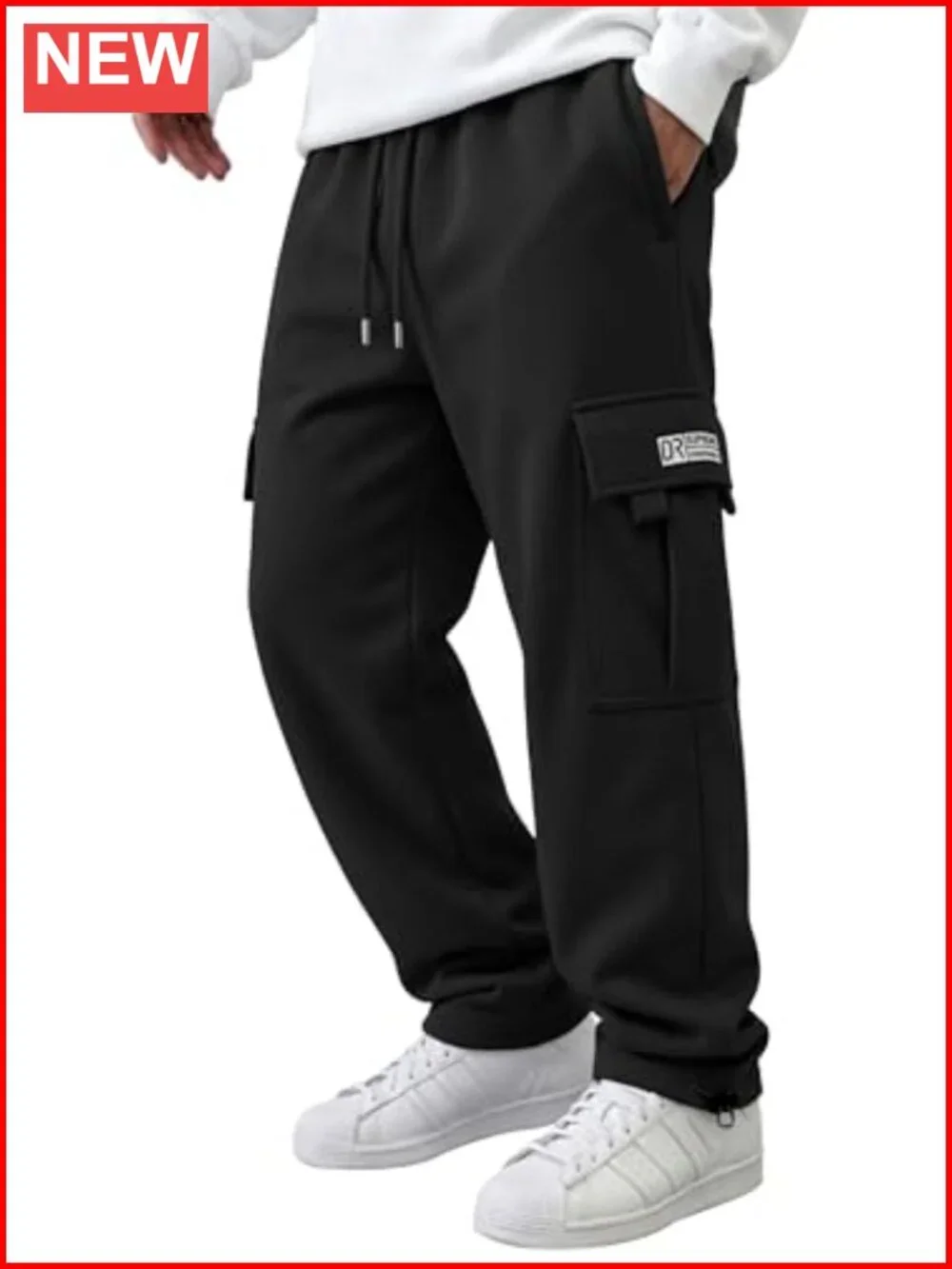 Cargo Sweatpants Drawstring Joggers Athletic Trousers Cotton Straight Pants